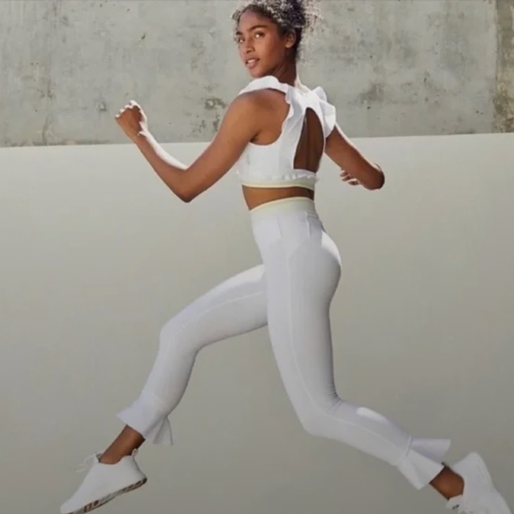 {Free People Movement} High Rise Legging Sanctuary Ruffle Cuff | Pale Blue - S